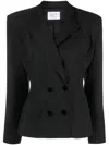 Mvp Wardrobe Panelled-bodice Double-breasted Blazer In Black
