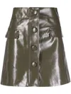 Mvp Wardrobe Patent-finish A-line Miniskirt In Green