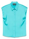 Mvp Wardrobe Satined Shirt In Blue