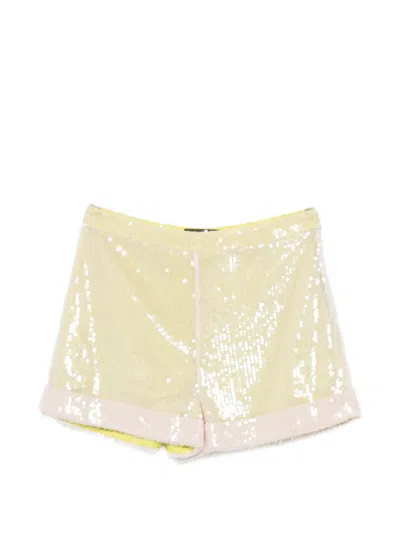 Mvp Wardrobe Sequin Bermuda Shorts In Yellow