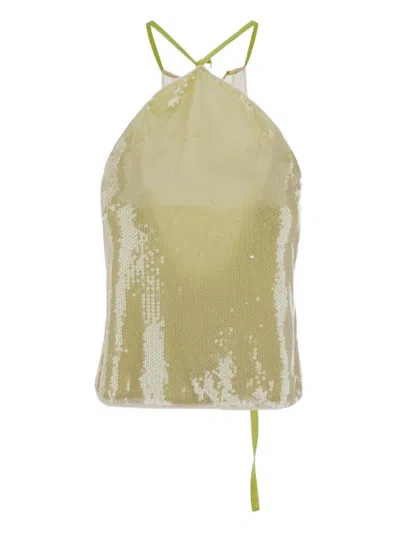 Mvp Wardrobe Sequin-embellished Top In Yellow