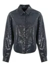 Mvp Wardrobe Zephira Denim Jacket With Sequins In Blue