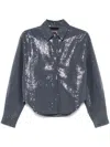 Mvp Wardrobe Zephira Denim Jacket With Sequins In Blue