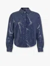 Mvp Wardrobe Cotton Blend Shirt With Allover Sequins In Blue