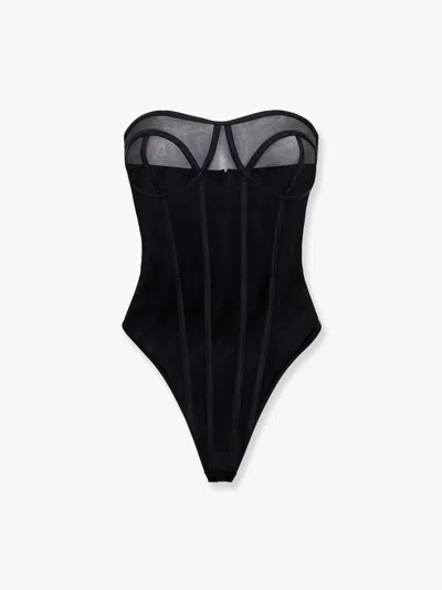 Mvp Wardrobe Stretch Nylon Bustier Top In Black
