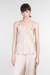 Mvp Wardrobe Satin Tank Top With Lace Inserts
