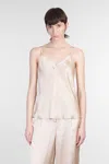 Mvp Wardrobe Satin Tank Top With Lace Inserts