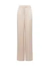 Mvp Wardrobe Satin Trousers With Wide Leg In Ecru''