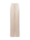 Mvp Wardrobe Satin Trousers With Wide Leg In Ecru''