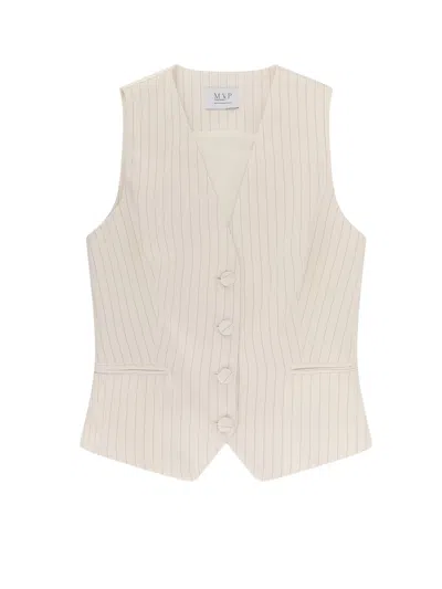 Mvp Wardrobe Vest In Ivory Camel