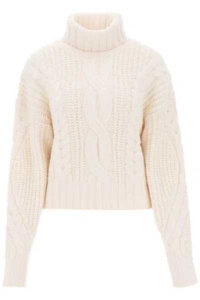 Mvp Wardrobe Visconti Cable Knit Sweater In Neutral