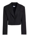 Mvp Wardrobe Woman Blazer Black Size 8 Viscose, Polyester, Metal, Polyamide, Nylon In Black