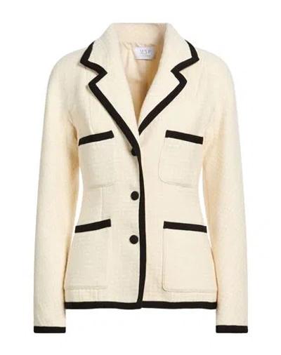 Mvp Wardrobe Woman Blazer Ivory Size 8 Wool, Polyester, Cotton In White