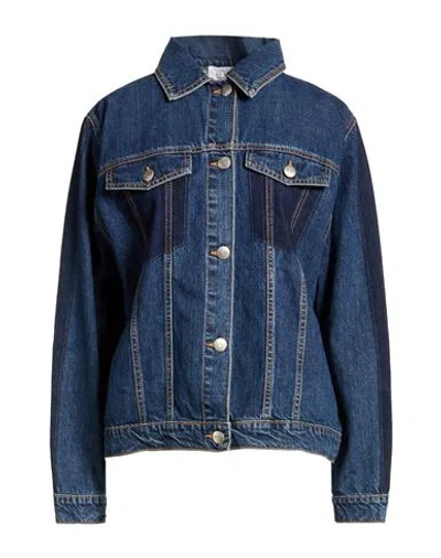 Mvp Wardrobe Woman Denim Outerwear Blue Size 2 Cotton
