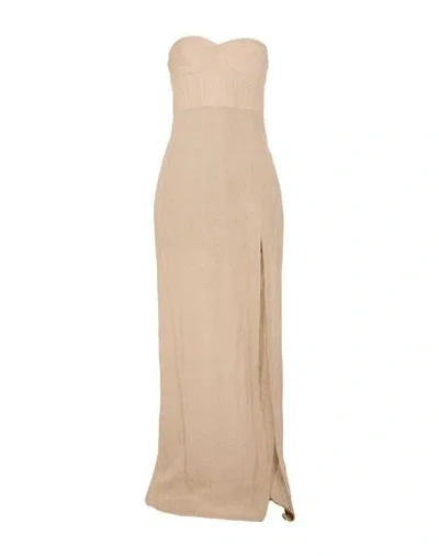 Mvp Wardrobe Woman Maxi Dress Sand Size 6 Linen, Polyamide In Pink