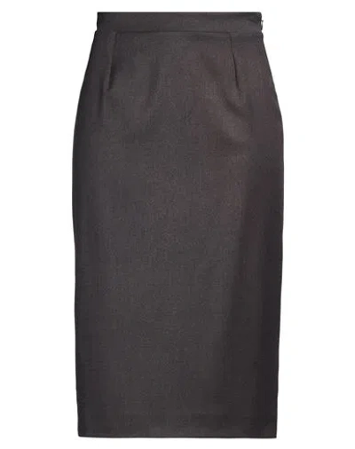 Mvp Wardrobe Woman Midi Skirt Charcoal Size 6 Polyester, Wool, Elastane In Black