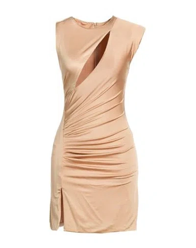 Mvp Wardrobe Woman Mini Dress Camel Size 6 Acetate, Elastane In Neutral