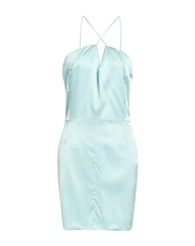 Mvp Wardrobe Woman Mini Dress Sky Blue Size 8 Silk, Elastane, Polyester