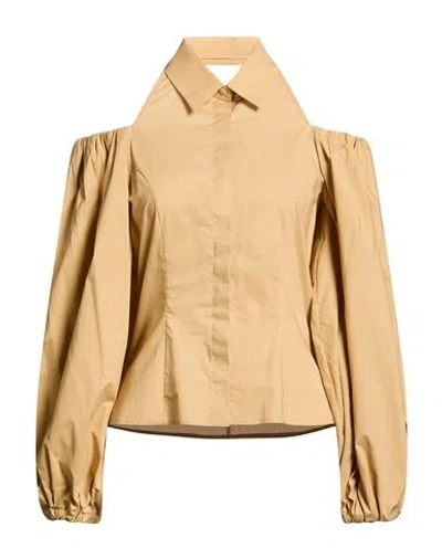 Mvp Wardrobe Woman Shirt Camel Size 6 Cotton In Nude