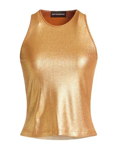 Mvp Wardrobe Woman Top Gold Size 2 Viscose, Polyester, Polyurethane, Elastane