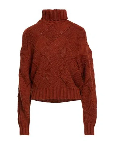 Mvp Wardrobe Woman Turtleneck Rust Size 8 Polyacrylic, Polyester In Red