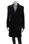 Mw 10018 Womens Long Double Breasted Check Peacoat Black Wool In Black