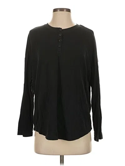 Pre-owned Mwl By Madewell Long Sleeve Henley Shirt In Black