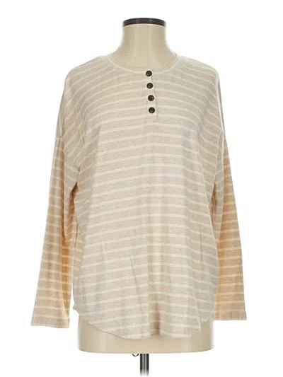 Pre-owned Mwl By Madewell Long Sleeve Henley Shirt In Brown