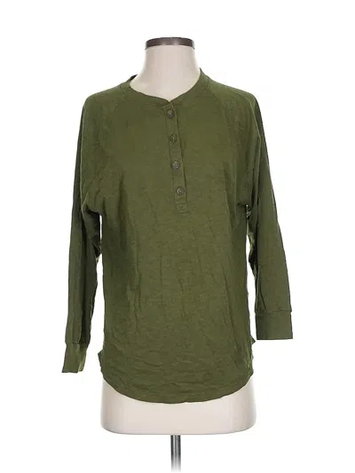 Pre-owned Mwl By Madewell Long Sleeve Henley Shirt In Green
