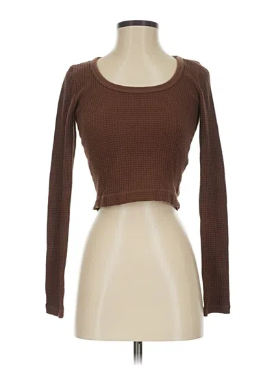 Pre-owned Mwl By Madewell Long Sleeve Top Brown Square Neckline Tops
