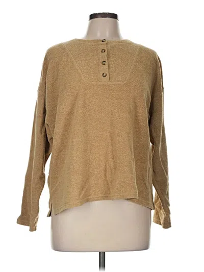 Pre-owned Mwl By Madewell Long Sleeve Top Tan Crew Neck Tops