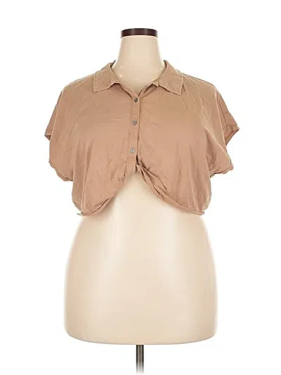 Pre-owned Mwl By Madewell Short Sleeve Blouse In Brown