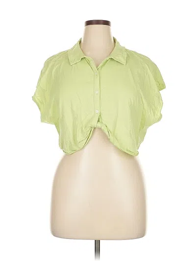 Pre-owned Mwl By Madewell Short Sleeve Blouse In Green