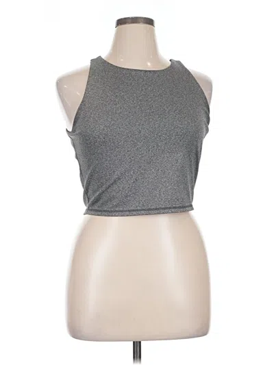 Pre-owned Mwl By Madewell Tank Top Gray Solid Pattern Halter Neckline Tops