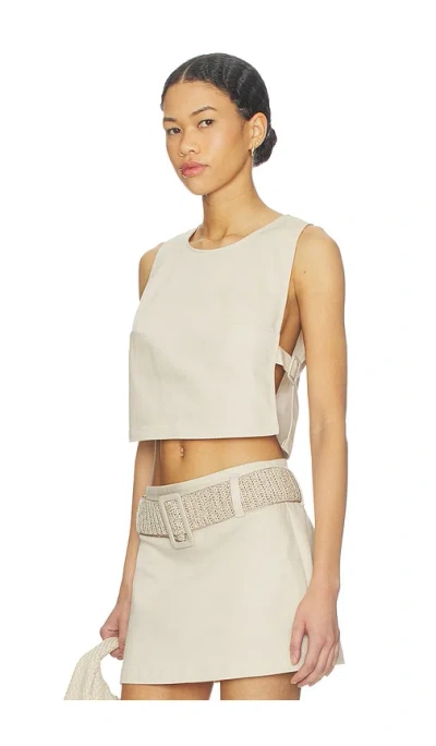 My Beachy Side Alba Denim Top In Neutral