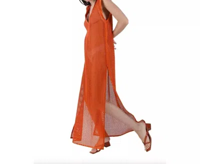 My Beachy Side Caftan Camelia Maxi Cover Up Crochet Dress In Orange