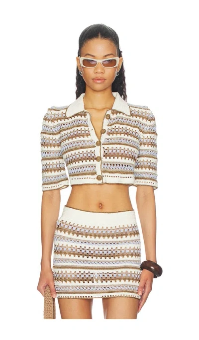 My Beachy Side Celia Hand Crocheted Cardigan In Brown