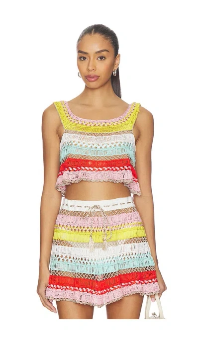 My Beachy Side Cleo Hand-crocheted Top In Multi