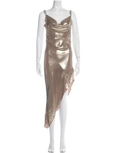 Pre-owned My Beachy Side Cowl Neck Midi Length Dress