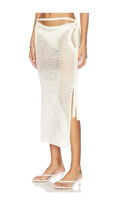 My Beachy Side Dune Hand-crocheted Maxi Skirt In Ivory