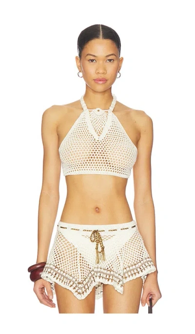 My Beachy Side Dune Hand-crocheted Top In Ivory