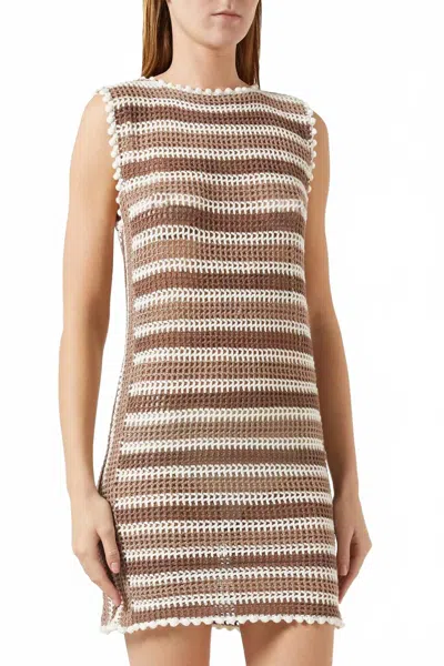 My Beachy Side Elia Hand-crochet Mini Dress In Stone In Multi