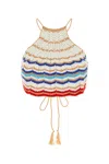 My Beachy Side Embroidered Crochet Regina Top In Multi