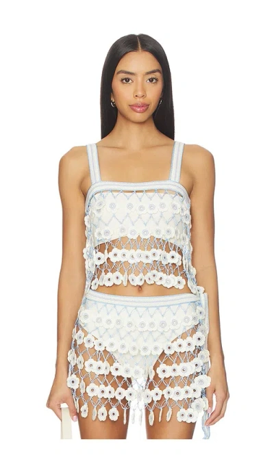 My Beachy Side Fleur Hand-crocheted Top In Baby Blue