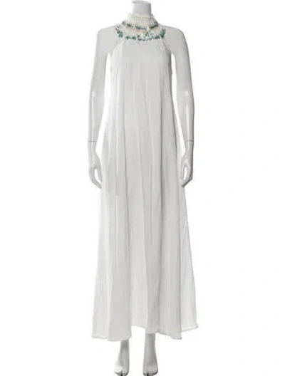Pre-owned My Beachy Side Halterneck Long Dress In White
