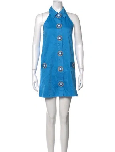Pre-owned My Beachy Side Halterneck Mini Dress In Blue