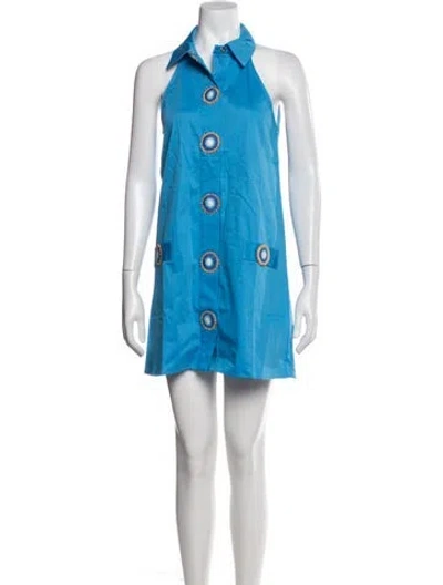 Pre-owned My Beachy Side Halterneck Mini Dress W/ Tags In Blue