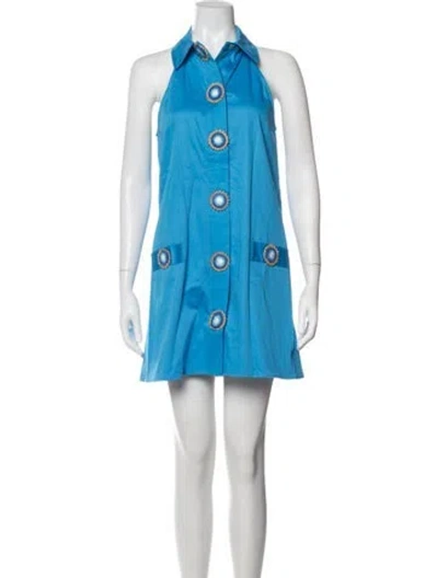 Pre-owned My Beachy Side Halterneck Mini Dress W/ Tags In Blue