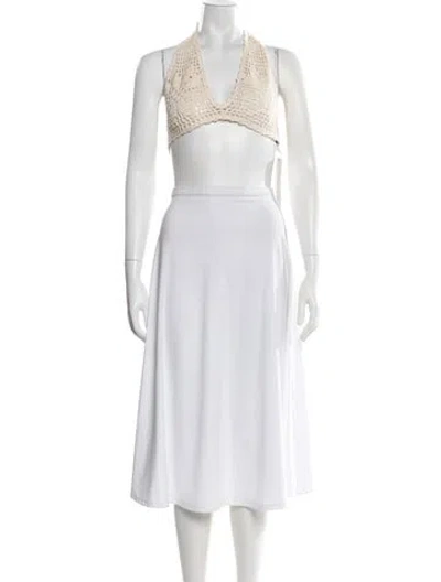 Pre-owned My Beachy Side Halterneck Sleeveless Crop Top In White