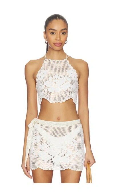 My Beachy Side Isla Hand-crocheted Top In Ivory